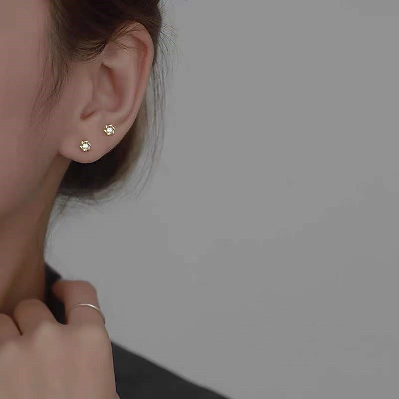 ชุดเครื่องประดับ ต่างหูสตั๊ด ประดับเพทาย ลายดอกไม้น่ารัก ขนาดเล็ก เหมาะกับเด็ก สําหรับผู้หญิง - รูปที่ 2