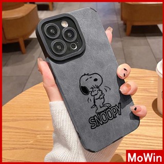 Mowin - เข้ากันได้สำหรับ เคสไอโฟน เคสไอโฟน11 เคส iphone 11หนังสีเทา นักเรียนปะ h หนังนิ่มเคสกล้องกันกระแทก Simple Cute Dog เข้ากันได้กับ iPhone 13 Pro max 12 Pro Max 11 xr xs max 7Plus 8Plus