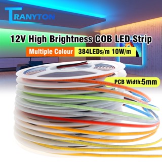 สายไฟ Led COB DC12V 384led m กว้าง 5 มม. สีแดง สีเหลือง สีฟ้า สีชมพู สีขาว ยืดหยุ่น ไฮเอนด์ สําหรับตกแต่งบ้าน รถยนต์