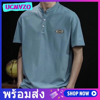 เสื้อยืดแขนสั้นลําลอง คอปกโปโล ทรงหลวม สีดํา สไตล์เกาหลี สําหรับผู้ชาย