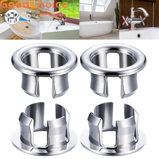 【Good】Bathroom/Kitchen Basin Sink Overflow Cover Ring Chrome Hole/Round Drain Cap 4PCS【Ready Stock】