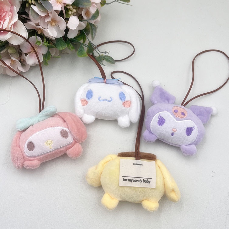 จี้ป้ายชื่อ ผ้าแคนวาส ลายการ์ตูน Sanrio Kuromi Melody Cinnamoroll น่ารัก สําหรับกระเป๋านักเรียน