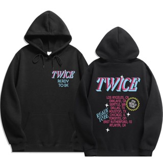 เสื้อแจ็กเก็ตกันหนาว มีฮู้ด ลาย Kpop TWICE READY TO BE NaYeon Jeongyeon Momo Sana Mina สไตล์สตรีท สําหรับผู้ชาย และผู้หญิง