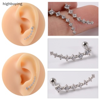 [highbuying] ใหม่ ต่างหูสตั๊ด ประดับเพทาย แบบเกลียว แฟชั่น สําหรับผู้หญิง 1 ชิ้น