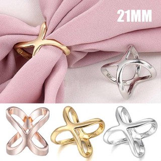 New Lady Scarf Buckle Ring Clip Holder X Shape Metal Brooch Scarves Jewelry Gift