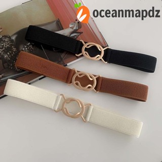 OCEANMAPDZ เข็มขัดหัวเข็มขัดโลหะ ทรงกลม สีทอง เรียบง่าย สีพื้น สําหรับตกแต่งชุดเดรสผู้หญิง