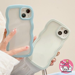 เคสโทรศัพท์มือถือ ซิลิโคน TPU นิ่ม ใส กันกระแทก ลายคลื่น สีพื้น 2 in 1 สําหรับ iPhone 15 14 13 12 11 Pro Max X Xr Xs Max 8 7 Plus