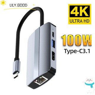 LILY 6 in 1 อะแดปเตอร์ขยายฮับ USB Type-C USB 3.0 4K HDMI สําหรับแล็ปท็อป พีซี