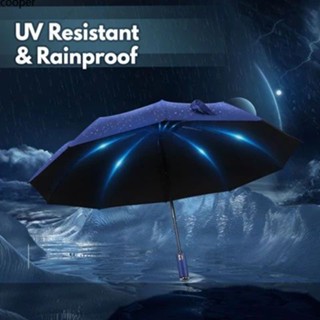 【ในการจัดส่ง】ร่มพับอัตโนมัติ Uv พร้อมไฟฉาย LED เปิดปิดอัตโนมัติ Windproof Sun Rain Vented Umbrella