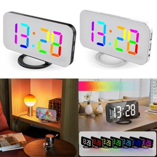 นาฬิกาปลุกดิจิทัล RGB หน้าจอ LED ขนาดใหญ่ สีสันสดใส