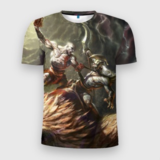 เสื้อยืด พิมพ์ลาย God of War 3 มิติ ทรงเข้ารูป 3 มิติ สําหรับผู้ชาย