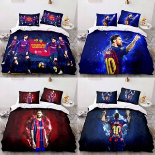 ชุดเครื่องนอน ผ้าปูที่นอน ปลอกหมอน ลายธีมกีฬา Barcelona 3in1 สําหรับตกแต่งบ้าน ห้องนอน