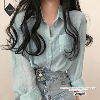 เสื้อเชิ้ตแขนยาว กันแดด สีไอศกรีม แฟชั่นฤดูร้อน สไตล์เกาหลี สําหรับผู้หญิง