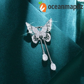 OCEANMAPDZ เข็มกลัด รูปผีเสื้อ ประดับเพทาย พลอยเทียม เครื่องประดับ