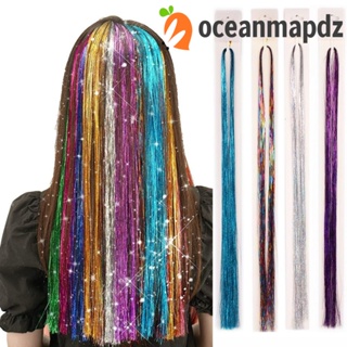 OCEANMAPDZ ผ้าโพกศีรษะสังเคราะห์ แบบถักเปีย สีเงิน แวววาว หลากสี เครื่องประดับผม