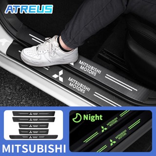 Mitsubishi สติกเกอร์​ กันรอยชายบันไดรถยนต์ สติกเกอร์คาร์บอนไฟเบอร์เรืองแสง กันน้ำ คุณภาพสูง กันรอยขีดข่วน สำหรับ Mitsubishi Xpander Cross Triton Grandis Attrage Mirage Outlander Pajero Sport ASX