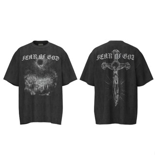 ❤ พร้อมส่ง ❤ เสื้อยืดแขนสั้น พิมพ์ลายไม้กางเขน FEAR OF GOD FOG สไตล์วินเทจ