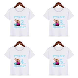 เสื้อยืด พิมพ์ลายกราฟฟิค Frozen Elsa Anna Princess It My 1 2 3 4 5 6 7 8 9 ปี สําหรับเด็ก
