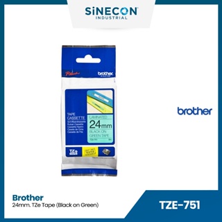 Brother บราเดอร์ BTH-TZE-751 เทปพิมพ์อักษร ดำ/ เขียว แบบเคลือบพลาสติก TZE ขนาด 24mm. สำหรับเครื่องพิมพ์ฉลาก