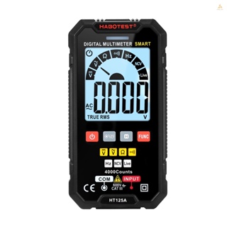 (swmfth)HABOTEST Ht125a มัลติมิเตอร์ดิจิทัลอัจฉริยะ นับ 4000 RMS วัดแรงดันไฟฟ้าอัตโนมัติ พร้อมไฟแบ็คไลท์ หน้าจอ LCD 600V AC DC โวลต์มิเตอร์ ปากกาทดสอบไฟฟ้า ไฟฉาย LED Mul