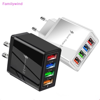 Familywind&gt; อะแดปเตอร์ฮับชาร์จเร็ว 4 พอร์ต QC 3.0 USB สําหรับติดผนัง