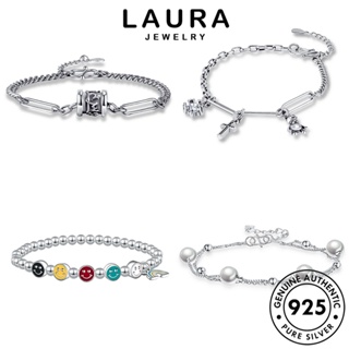 Laura Jewelry สร้อยข้อมือเงิน 925 ประดับเพชรโมอิส เรียบง่าย เครื่องประดับ สําหรับผู้หญิง M055