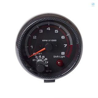 เครื่องวัดรอบเครื่องยนต์ คาร์บอนไฟเบอร์ สีขาว 3.75 นิ้ว 0-8000 RPM