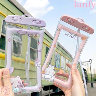 LANFY กระเป๋าใส่โทรศัพท์มือถือ กันน้ํา กันฝน สีโปร่งใส เหมาะกับเดินชายหาด สําหรับดําน้ํา