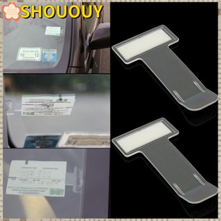 SHOUOUY ใหม่ คลิปสติกเกอร์ใส ติดกระจกหน้ารถ ตั๋ว 2 ชิ้น