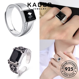 Kader Jewelry แหวนเงิน 925 ประดับเพชรออบซิเดียน สีดํา เรียบง่าย สําหรับผู้ชาย M090