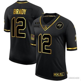 เสื้อกีฬาแขนสั้น ลายทีมชาติฟุตบอล NP2 Tampa Bay Buccaneers NFL Brady พลัสไซซ์ PN2 สีดํา ทอง