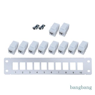 Bang อะแดปเตอร์สายเคเบิลแจ็คคีย์สโตน CAT6 RJ45 10 พอร์ต