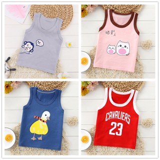 [ZY] พร้อมส่ง เสื้อกล้ามแขนกุดลําลอง ผ้าฝ้าย ระบายอากาศ พิมพ์ลาย สไตล์เกาหลี ขนาดเล็ก 60-130 ซม. สําหรับเด็ก