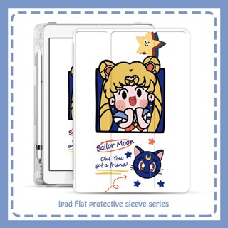 beautiful girl เคสไอแพด air 3 4 5 mini 1 2 3 4 5 6 เคส ipad pro 11 10.2 gen 7/8/9 gen10 Airbag tri-fold case pen slot