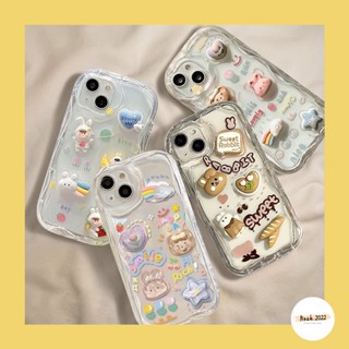 เคสโทรศัพท์มือถือ แบบนิ่ม ลายการ์ตูนกระต่าย 3D สําหรับ iPhone 11 14 13 12 Pro Max 7 6 6s 8 Plus XR X XS Max SE 2020