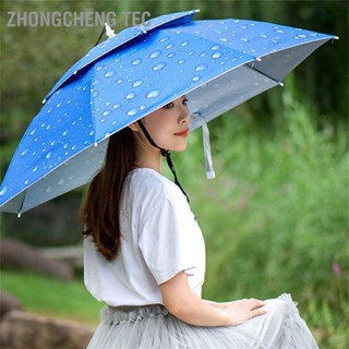 Zhongcheng Tec หมวกตกปลาร่มกันฝนคู่ป้องกันรังสียูวีกันฝนกันแดดร่มตกปลา