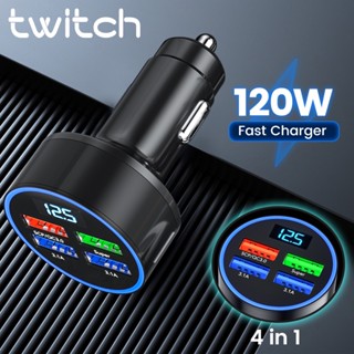 Twitch อะแดปเตอร์ชาร์จ USB 150W Type C 5 พอร์ต 120W ชาร์จเร็ว สําหรับรถยนต์