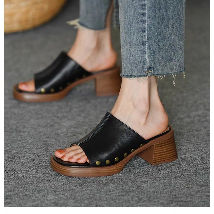 รองเท้าส้นสูง เปิดนิ้วเท้า ส้นหนา กันน้ํา สไตล์เกาหลี สไตล์สุภาพสตรี ขนาด 34-40 - รูปที่ 4