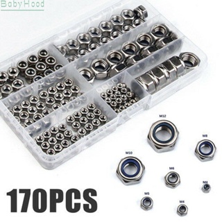 【Big Discounts】Lock Nuts 170Pcs Set Stainless steel Nylon Insert M3 M4 M5 M6 M8 M10 M12#BBHOOD