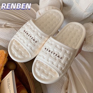 RENBEN ใหม่สวมใส่สบายด้านนอกรองเท้าแตะด้านล่างนุ่มสบายสไตล์ญี่ปุ่นพื้นห้องนอนที่เรียบง่ายรองเท้าแตะด้านล่างนุ่มหญิง