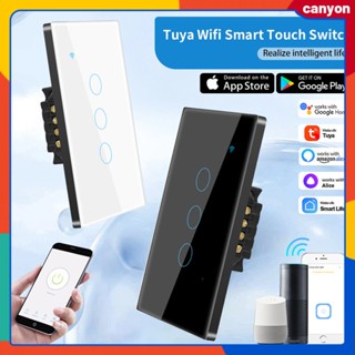 1/2/3/4gang Tuya Wifi สมาร์ทสวิตช์ สวิตช์สัมผัสผนังกันน้ำ สายกลางที่จำเป็น Capacitive Touch Sense การควบคุมแอพอัจฉริยะ ลำโพงอัจฉริยะ การควบคุมเสียงแคนยอน