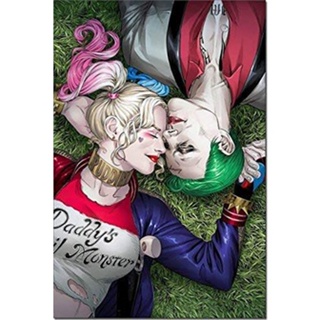 ภาพวาดผ้าใบ พิมพ์ลาย Harley Quinn Joker สําหรับตกแต่งผนังบ้าน ห้องนอน ห้องนั่งเล่น