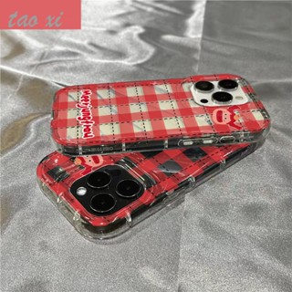 เคสโทรศัพท์มือถือแบบนิ่ม กันกระแทก ลายตารางสีแดง เรียบง่าย สําหรับ Iphone 14promax 13 12 11 7 8plus ZLJ5