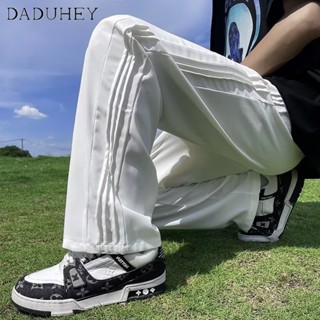 DaDuHey🔥 2023 Summer Thin Fashion Brand Straight Casual Pants Mens Fashion Loose Side Pleated Ice Silk Pants