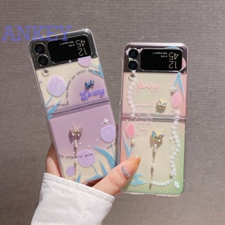 for Samsung Galaxy Z Flip 3 4 Phone Case Zflip4 Folding Screen ZFlip3 Cartoon Transparent Shell Color Diamond Protective Cover