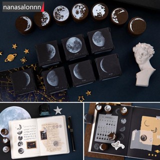 Nanasn| แสตมป์ตรายางไม้ ทรงกลม ลายดวงจันทร์ สไตล์วินเทจ สําหรับตกแต่งสมุดไดอารี่ งานฝีมือ DIY I8L1