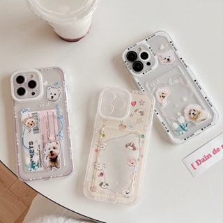 เคสโทรศัพท์มือถือ ซิลิโคนนิ่ม กันกระแทก ลายการ์ตูนน่ารัก พร้อมช่องใส่บัตร สําหรับ IPhone 14Plus X XR XS Max 11 12 13 14Pro Max