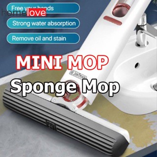 Mini Mop ญี่ปุ่นดูดซับน้ำที่แข็งแกร่งแบบพกพาทำความสะอาด Mop แฮนด์ฟรีพับดูดซับบีบน้ำกาวผ้าฝ้าย Mop homelove