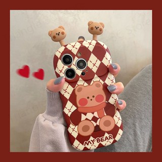 เคสมือถือ แบบนิ่ม ลายการ์ตูนหมี ประดับเพชร สําหรับ iPhone14 pro max iPhone13 12 11 iPhone14 pro max 13 pro 12 max 11