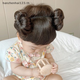 Hanhai ที่คาดผมเด็กทารก ระบายอากาศ วิกผม พร้อมลูกบอลเล็กสองลูก หน้าม้าแบน ปุ่มหัว อุปกรณ์ผม เต็มดวง ภาพพระจันทร์ ถ่ายภาพ Ins จัดแต่งทรงผม TH